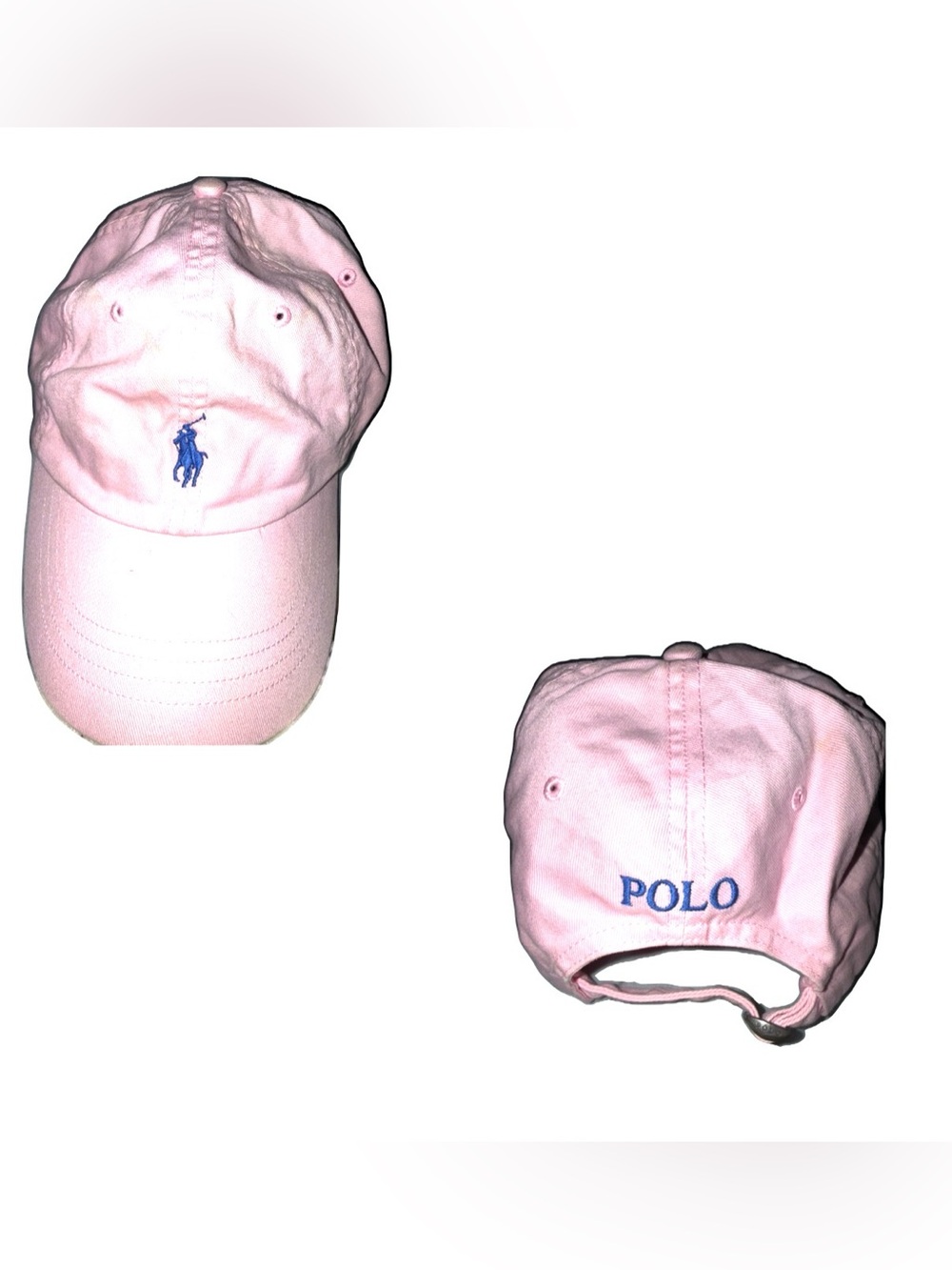 Polo by Ralph Lauren Pink Baseball Cap with Blue Embroidery